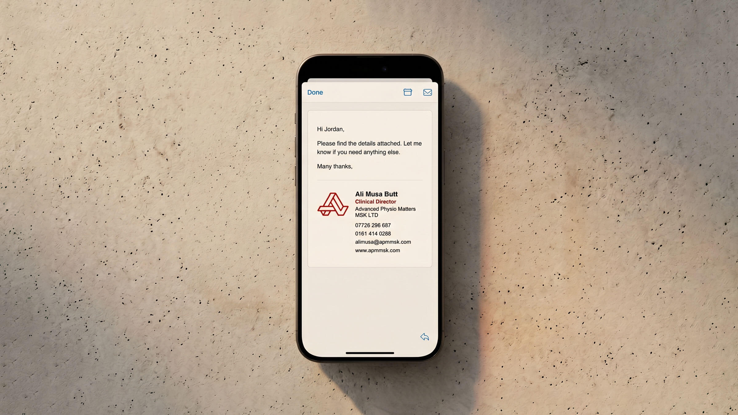 Advanced Physio Matters email footer